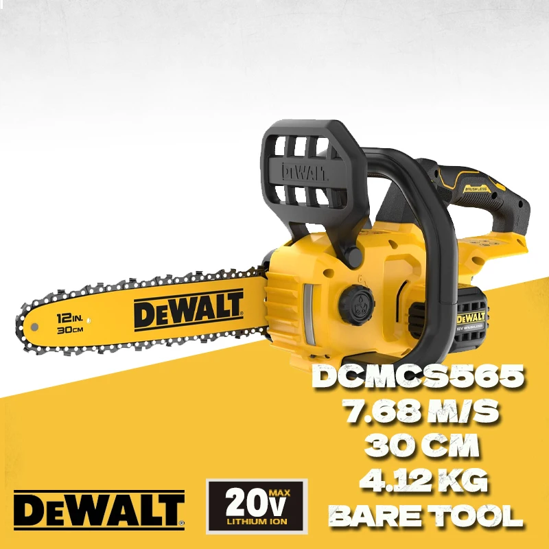 DEWALT DCMCS565 20V Serra de corrente sem escova sem fio 12 ''Máquina de corte de madeira recarregável Serra de gravação Ferramenta elétrica de jardim DCMCS565N