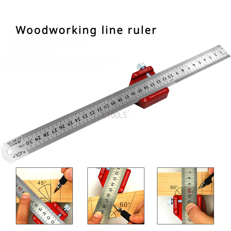 

1pcs Aluminum Alloy Strong Magnet Wood Planning Ruler Woodworking Measuring Tools Used for Adjustable Distance Marking Operation