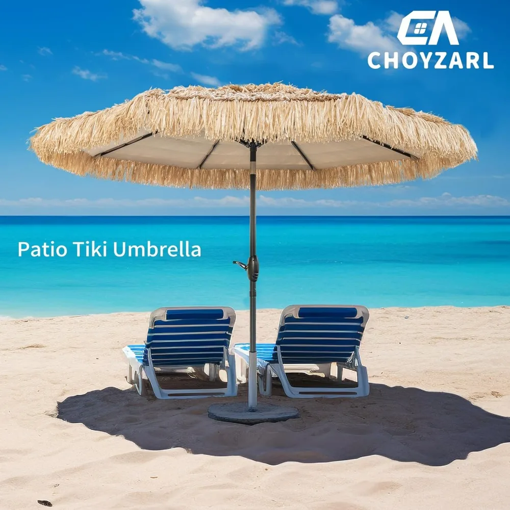 Guarda-chuva Tiki de 8 pés para pátio externo, guarda-chuva de palha, guarda-chuva Tiki de palha guarda-chuva de praia estilo havaiano