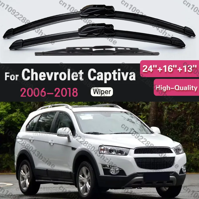 Wiper Front & Rear Wiper Blades Set Kit For Chevrolet Captiva 2006 - 2018 Windshield Windscreen Window Brush 24"+16"+13"