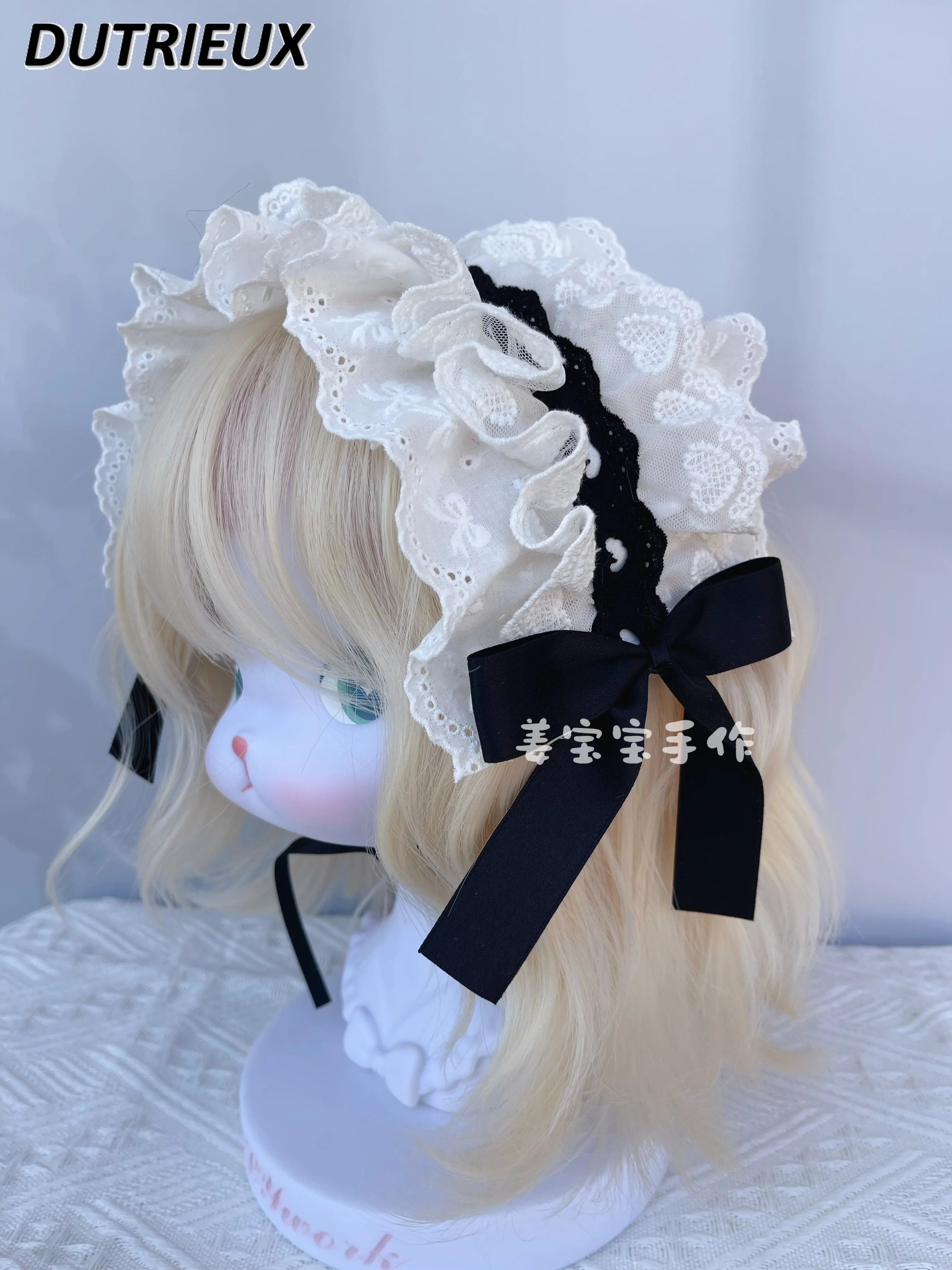 Japanese Style Lolita Sweet Cute Girls Headdress Vintage Lace All-matching Hair Band Bow Headband Hair Accessories