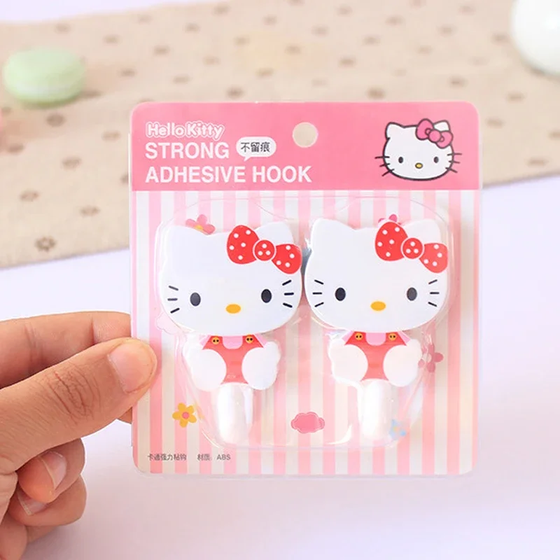 Hello Kitty Cartoon Sticky Hook Door Hanger Self Adhesive Wall Hanger Hat Racks Bathroom Towel Hook Home Decor Key Hanger Wall