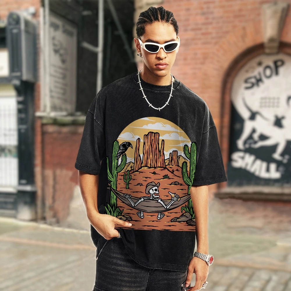 

Y2K Style Top Hip Hop Short Sleeve Wilderness Desert Pattern Women's Graphic T-Shirts Retro Clothes Trendy For Men Women Tops