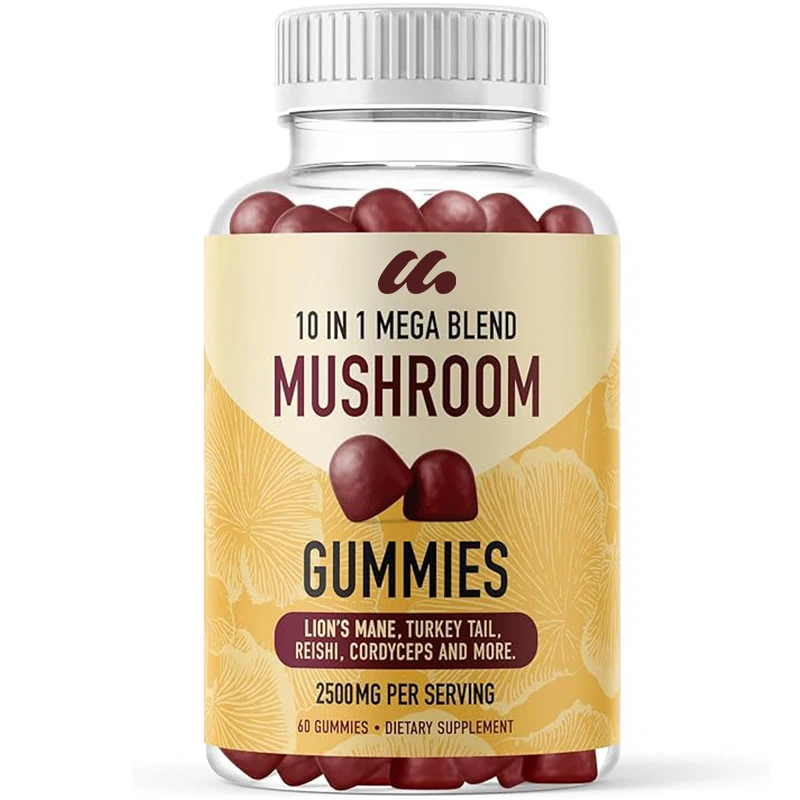 

Mushroom gummies 10 in 1 mushroom mixture, containing turkey tail, lingzhi, birch mushrooms, cordyceps, dance mushrooms, etc