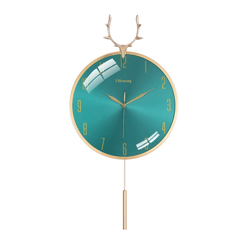 Nordic Luxury Wall Clock Modern Silent Metal Pendulum Clocks Wall Home Decor Gold Deer Head Watches Living Room Decoration Gift