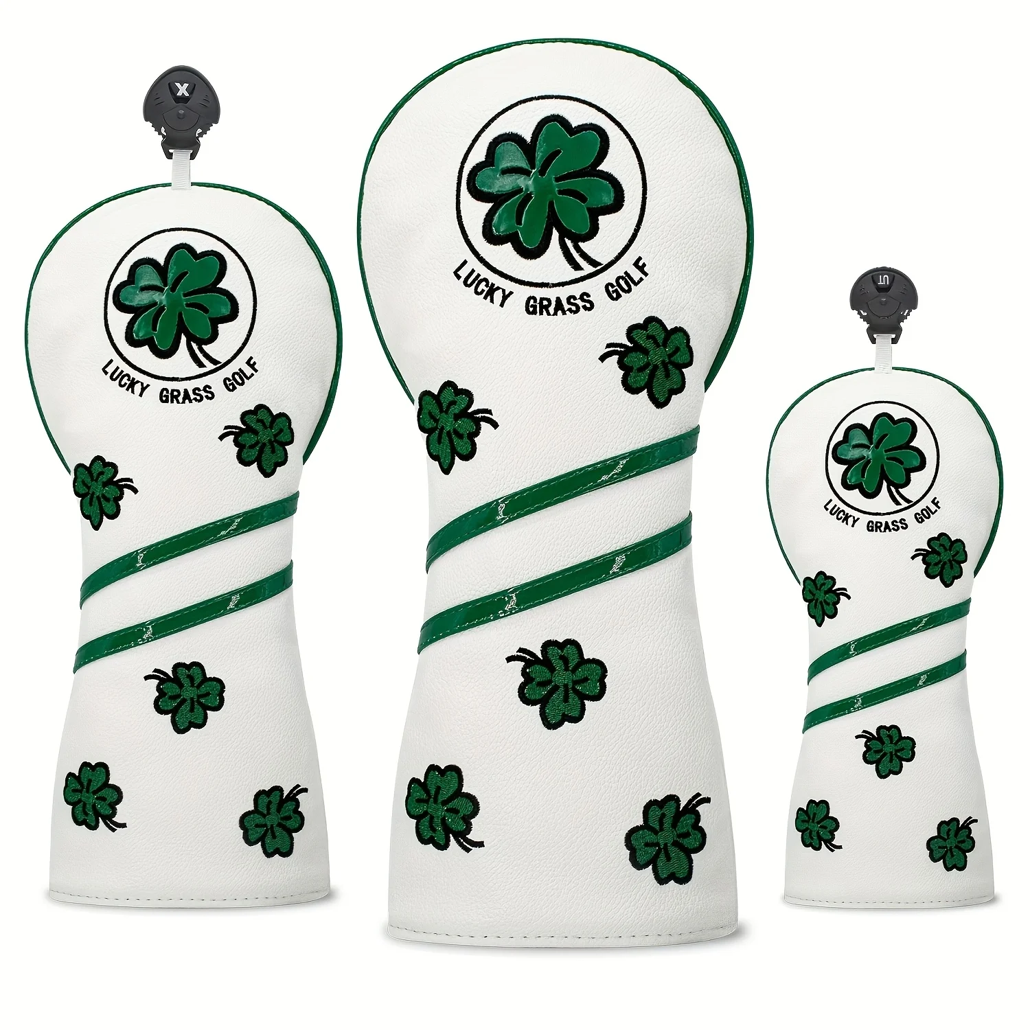Fashion White Four Leaf Clover Design Golf Club Head Cover - Protective Durable Classic Accessory for Golf Enthusiasts