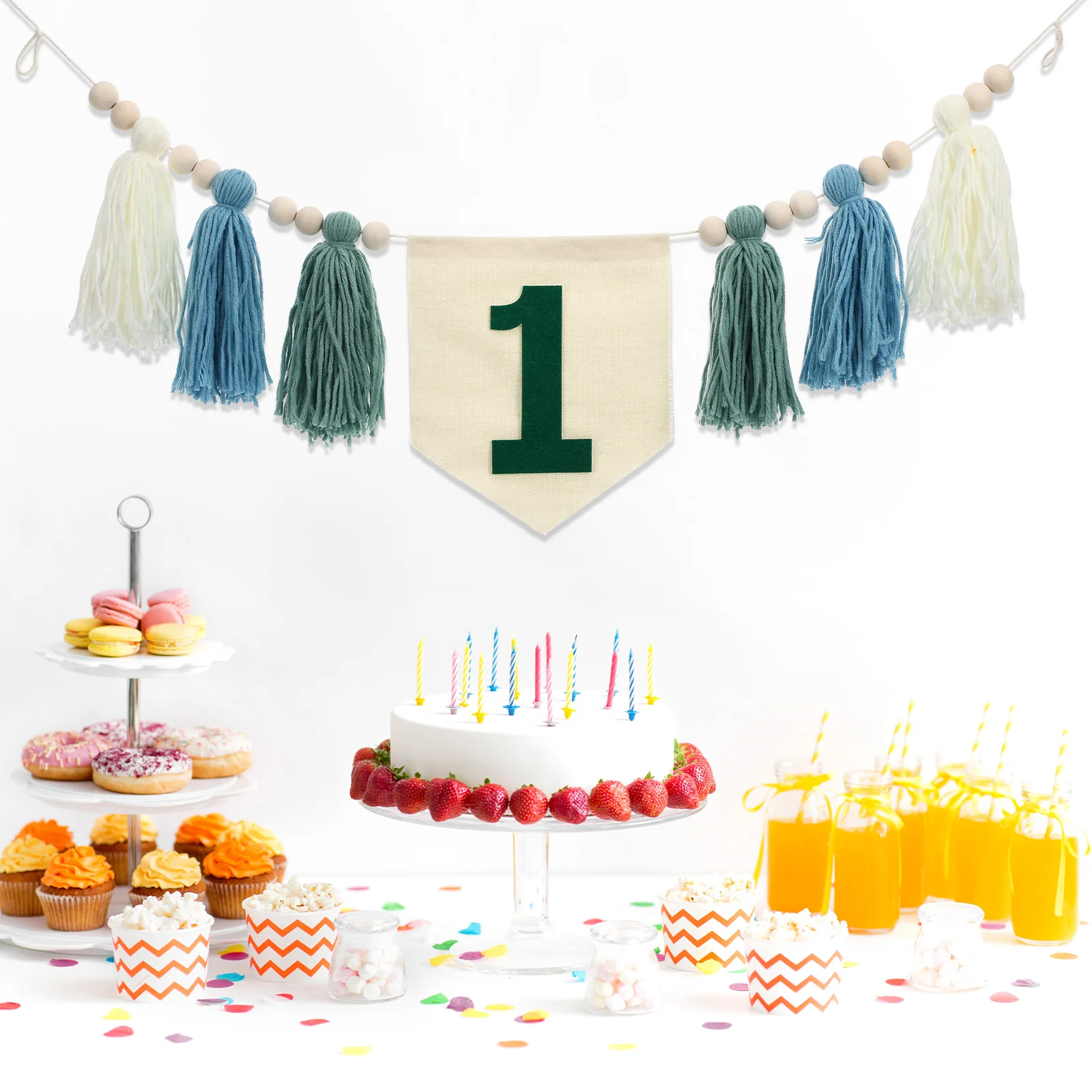 

Boho Tassel Garland Banner High Chair Birthday Decoration Hanging Tassel Banner First Birthday Chair High