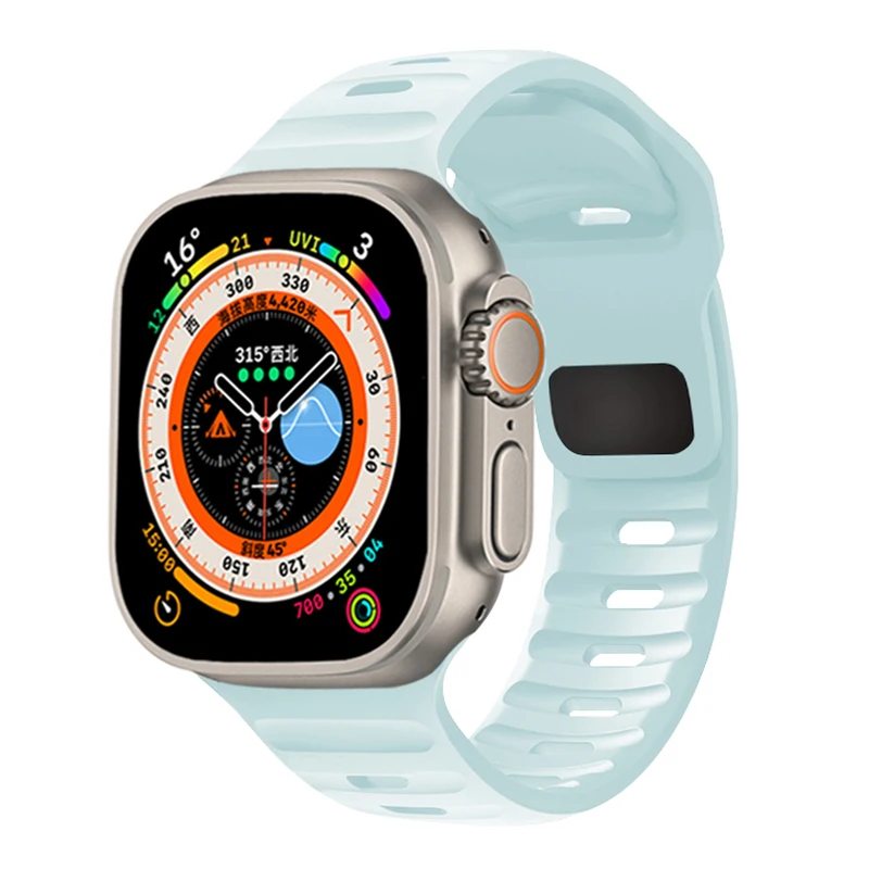 Silikon Sport armband für Apple Uhren armband 49mm 45mm 44mm 42mm 40mm 41mm 38 Correa Armband iwatch Serie 9 8 7 6 5 4 3 se ultra