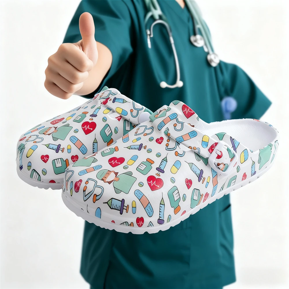 

Pet Hospital Doctor Nurse Work Slippers Unisex Strap Flat Soft Eva Shoes Nursing Clogs Spa Shoes Slippers Surgical Room Slippers