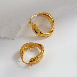 Greatera Trendy Classic Twist Metal Round Hoop Earrings  for Women Gold Color Copper Alloy Geometric Circle Earrings Jewelry