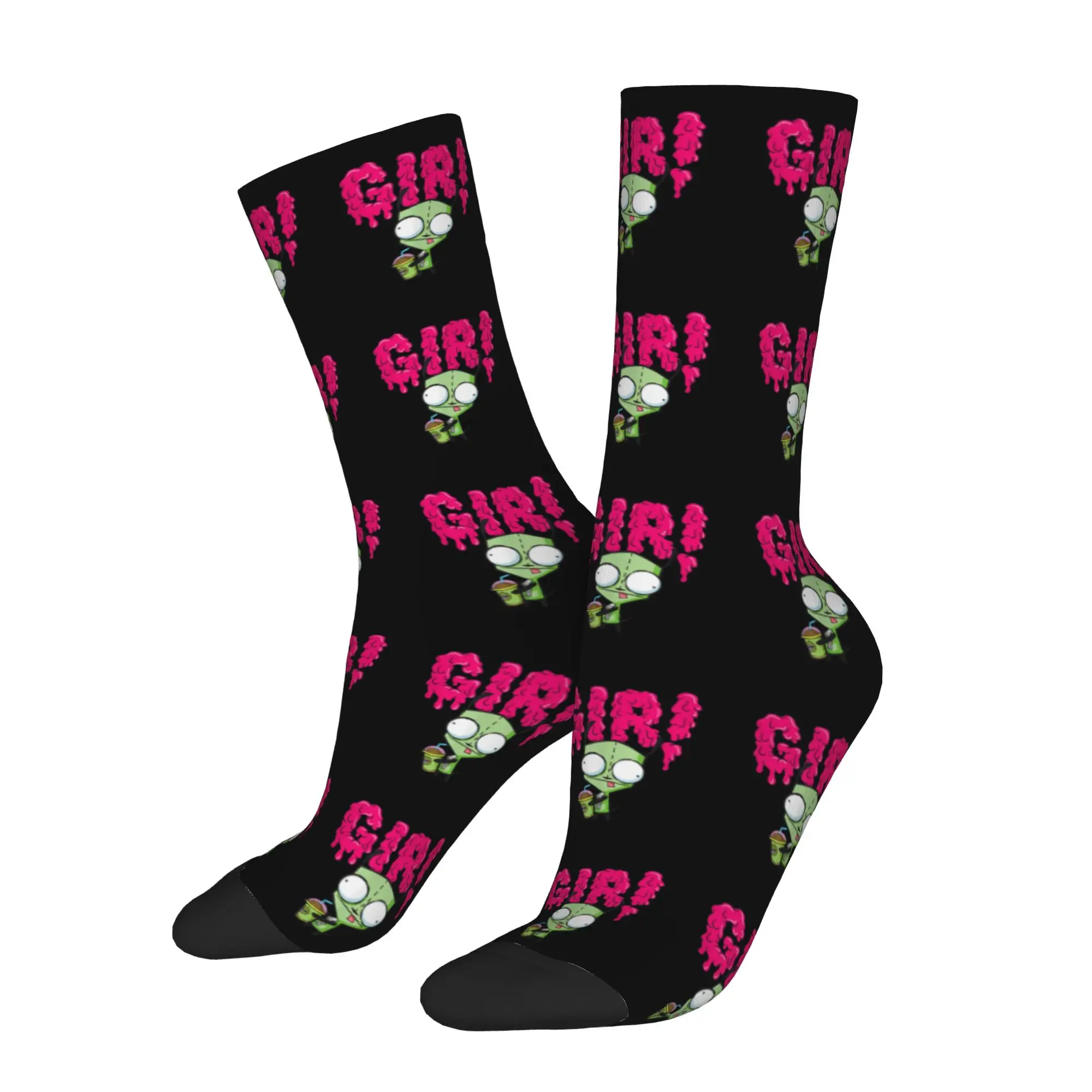 Winter Warm Retro Women Men Invaders Zim Gir Socks  Non-slip Football Socks