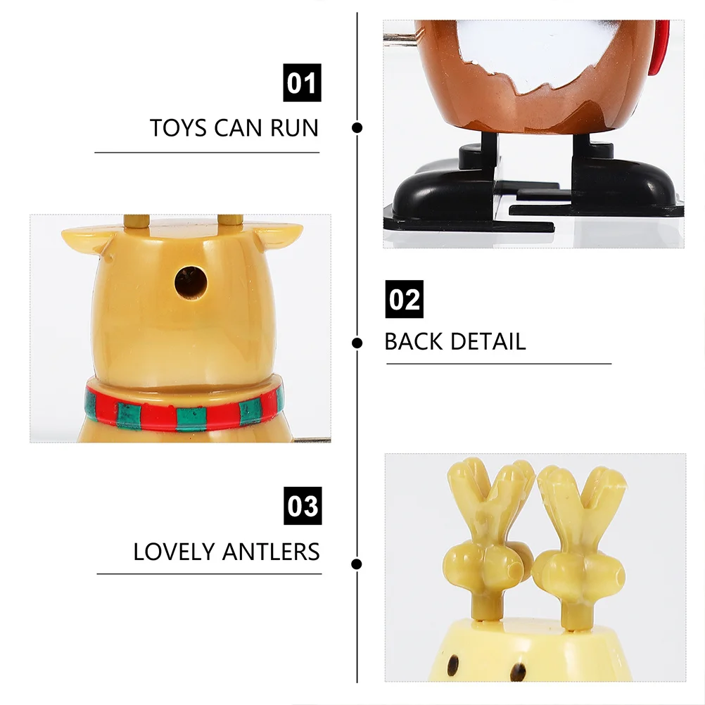 

3 Pcs Christmas Santa Toy Child Presents Reindeer Wind up Plastic Mini Toys Interesting Kids Plaything