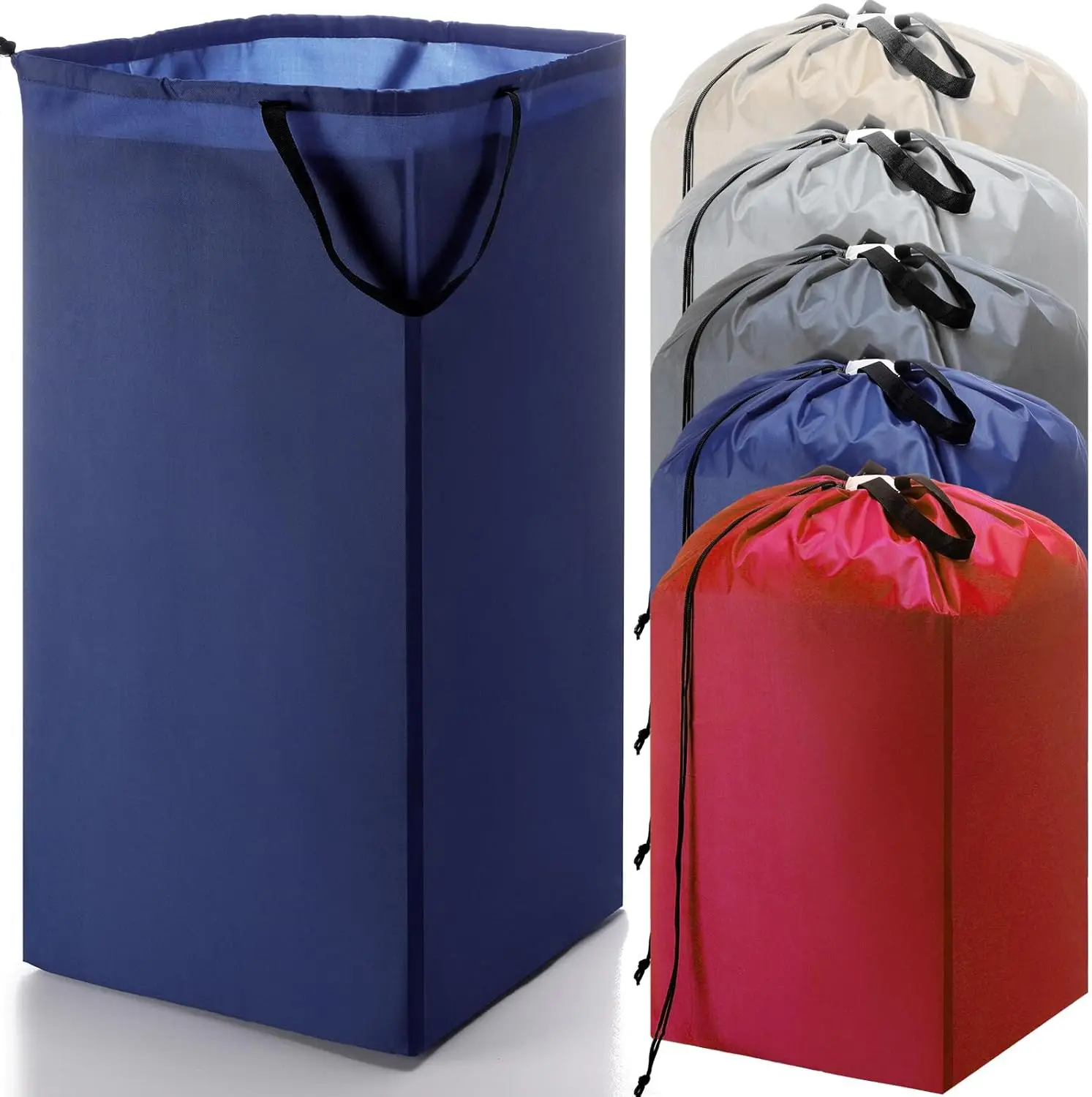 

5-piece travel laundry bag set with handles and drawstring, 27.5 x 34.5 inches, for washing dirty clothes