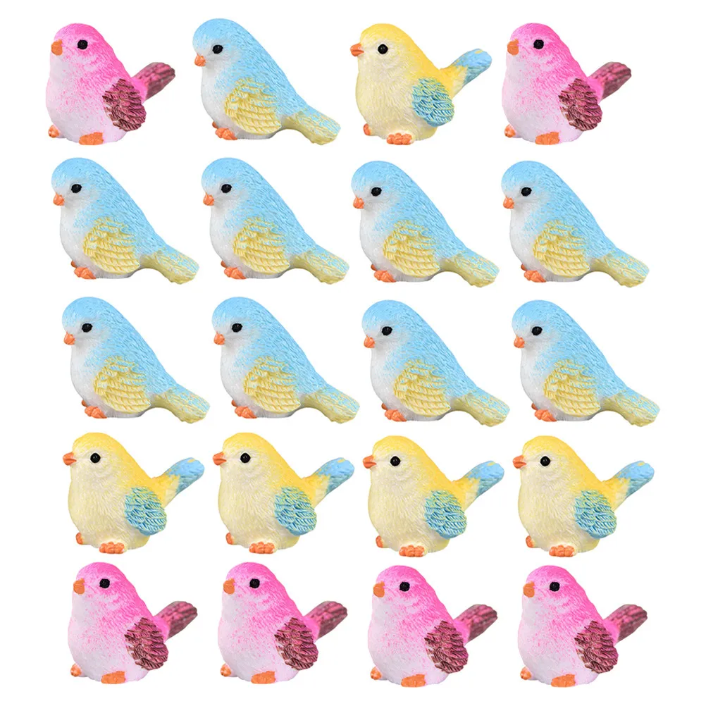 

24Pcs Animal Simulation Small Bird Decorations Lightweight Resin Miniatures Garden Balcony Desktop Ornaments Miniature Bird