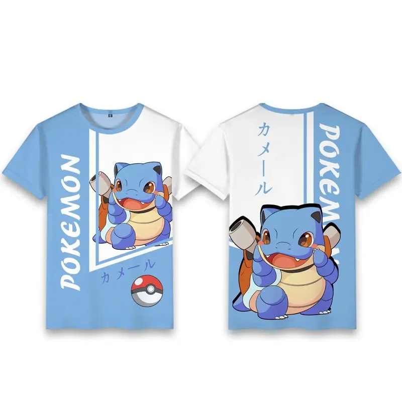 Summer New Street Trend Cartoon Printed Kirby Beast Water Arrow Turtle Creative T-shirt Adult Children Parent Child Casual Shirt