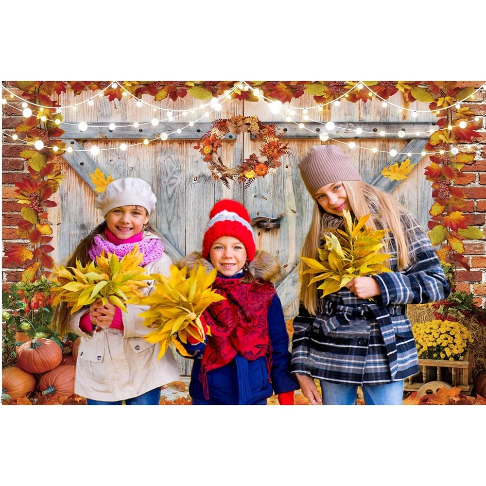 Autumn Forest Scenery Background Mountain Road Photography Backdrop Farm Harvest Barn Maple Tree Yellow Fall Leaves View Banner