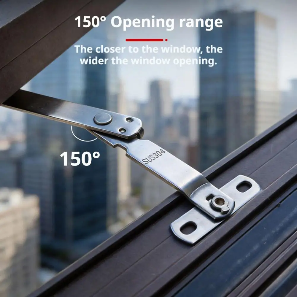 SUS304 Stainless Steel Window Limiter 150 Degree Opening Angle Child Safety Lock Windproof Support Hinge For Casement Window