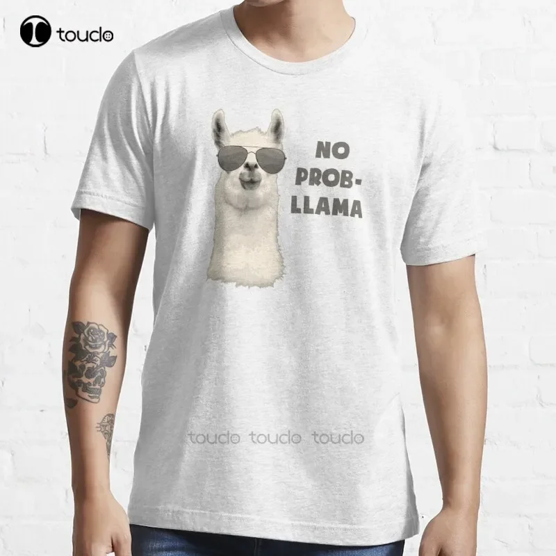 New No Problem Llama Deal With It Cool 80S T-Shirt Cotton Men Tee Shirt Custom Aldult Teen Unisex Digital Printing Tee Shirts