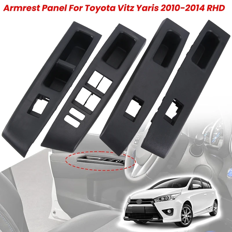 RHD Car Front Rear LH&RH Armrest Upper Panel Black ABS For Toyota Vitz Yaris 2010-2014