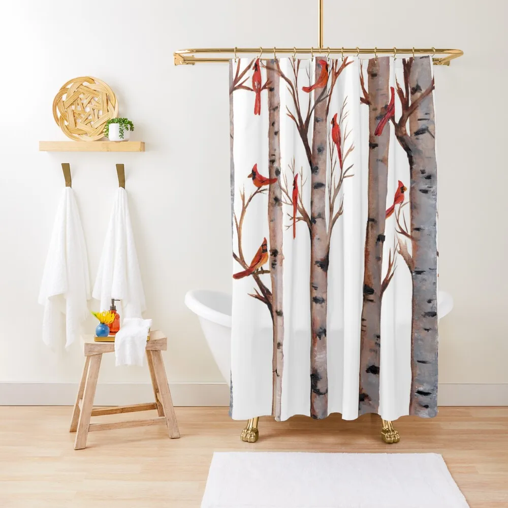 

Birch Tree and Cardinals Shower Curtain Bathroom Accessories For Bathrooms Modern Accessory Bathrooms Curtain