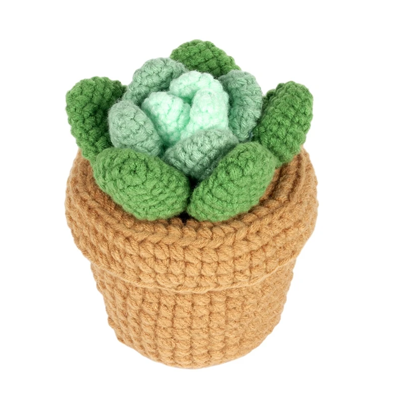 Crochet Kit DIY Succulent Potted Plant Crochet Kit With Knitting Yarn Needles Plush Doll Easy