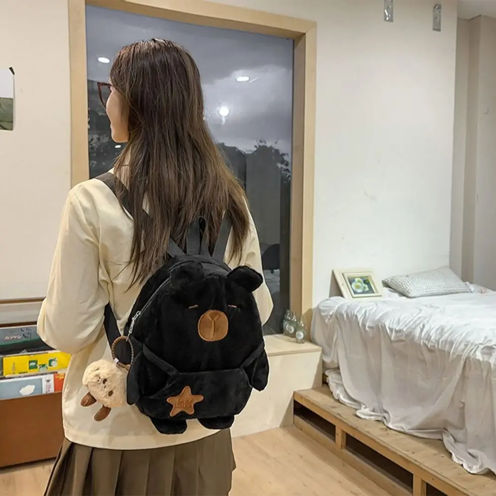 Animal Cartoon Capybara Plush Backpack Stuffed Fashion Capybara Crossbody Bag Cute Cotton Capybara Plush Bag Couple