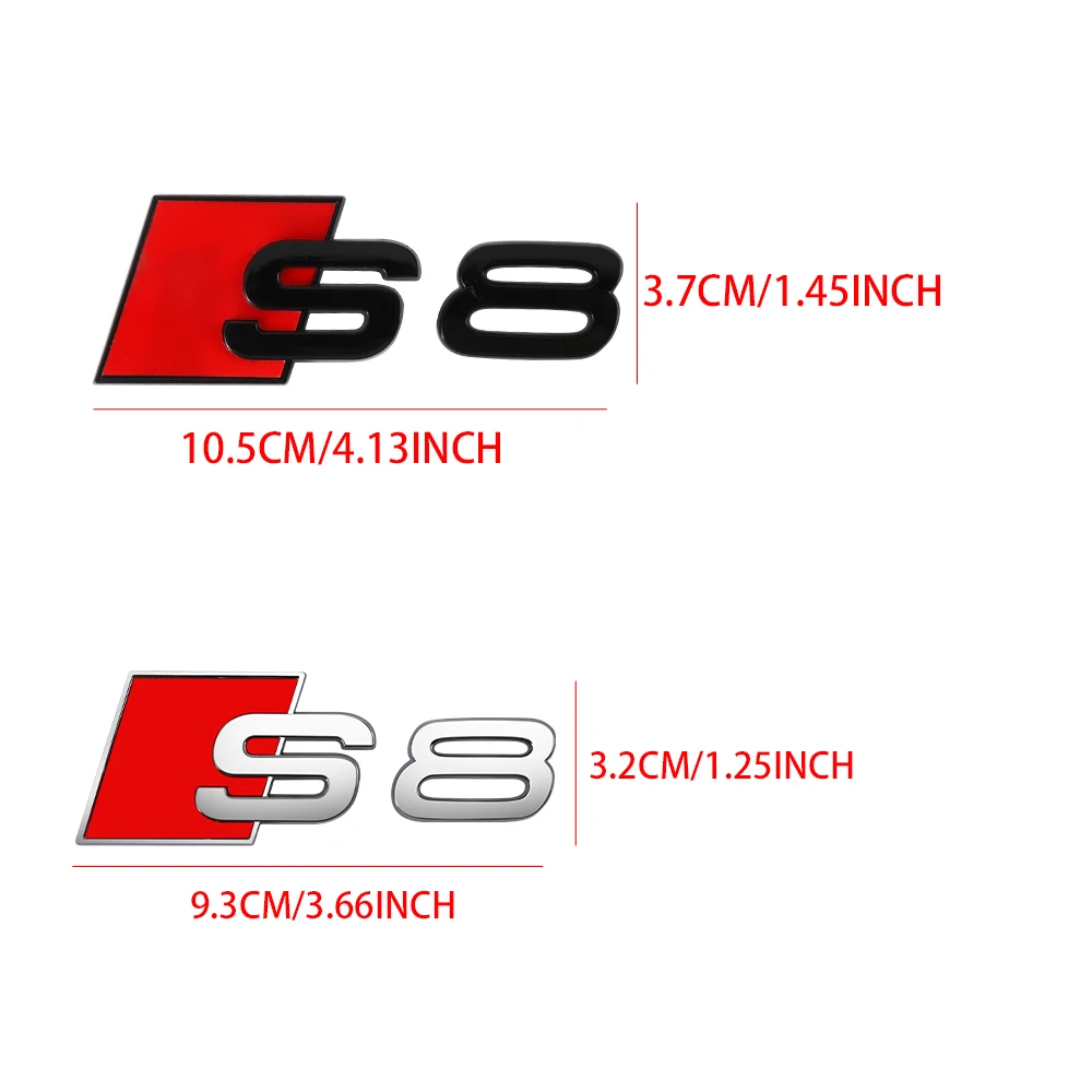 3D ABS Chrome Black Logo S3 S4 S5 S6 S7 S8 Emblem Car Trunk Badge Sticker Valve Cap For Audi RS 8P 8V B6 B8 B9 8T C4 C6 C7 C8 S5 - view 3
