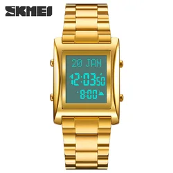 SKMEI Muslim Digital Watch for Prayer Qibla Compass Hijri Calendar Quran Bookmark City Backlight Men Azan Watches Islamic Homme