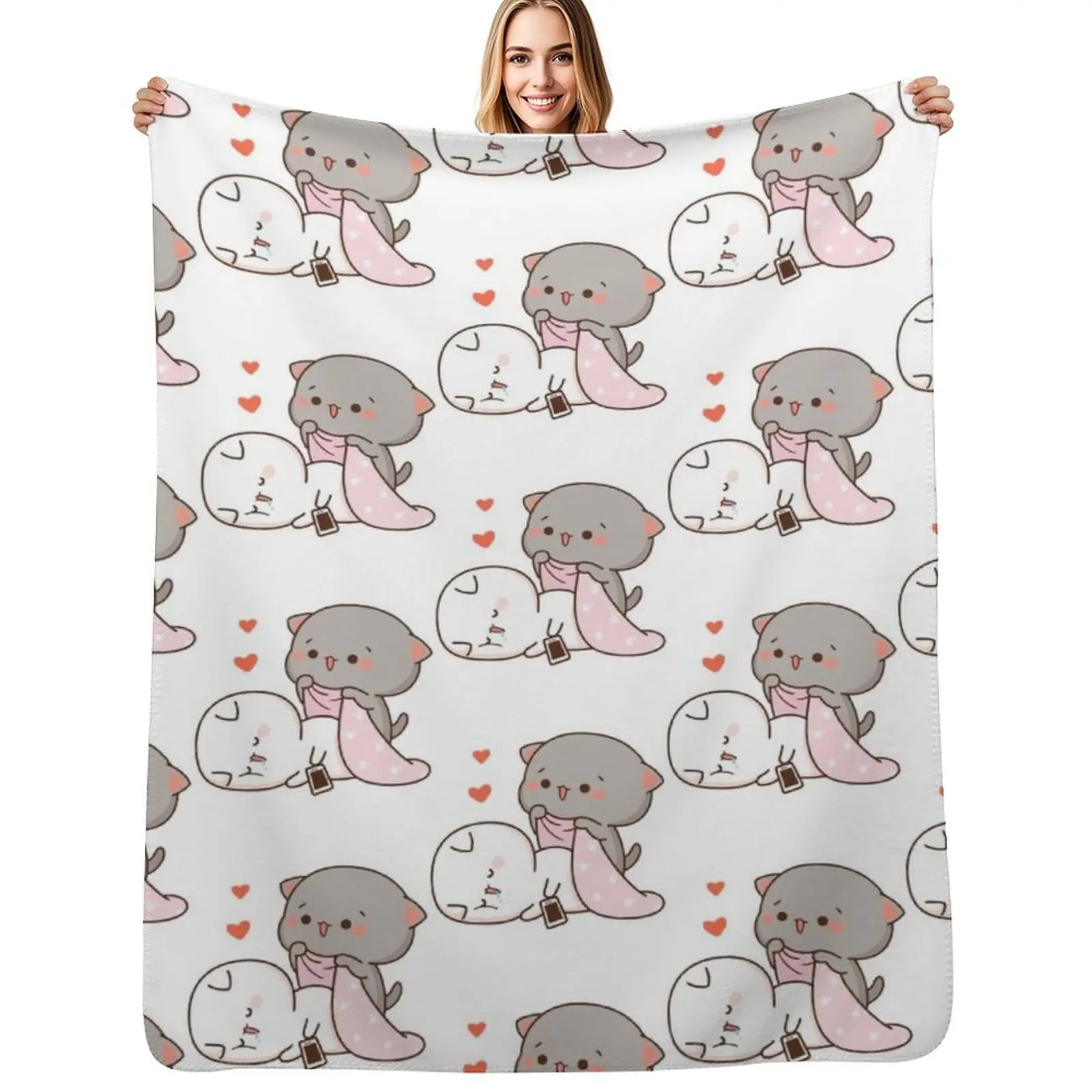 

CUTE CAT HUG Throw Blanket bed plaid decorative funny gift For Sofa Thin Blankets