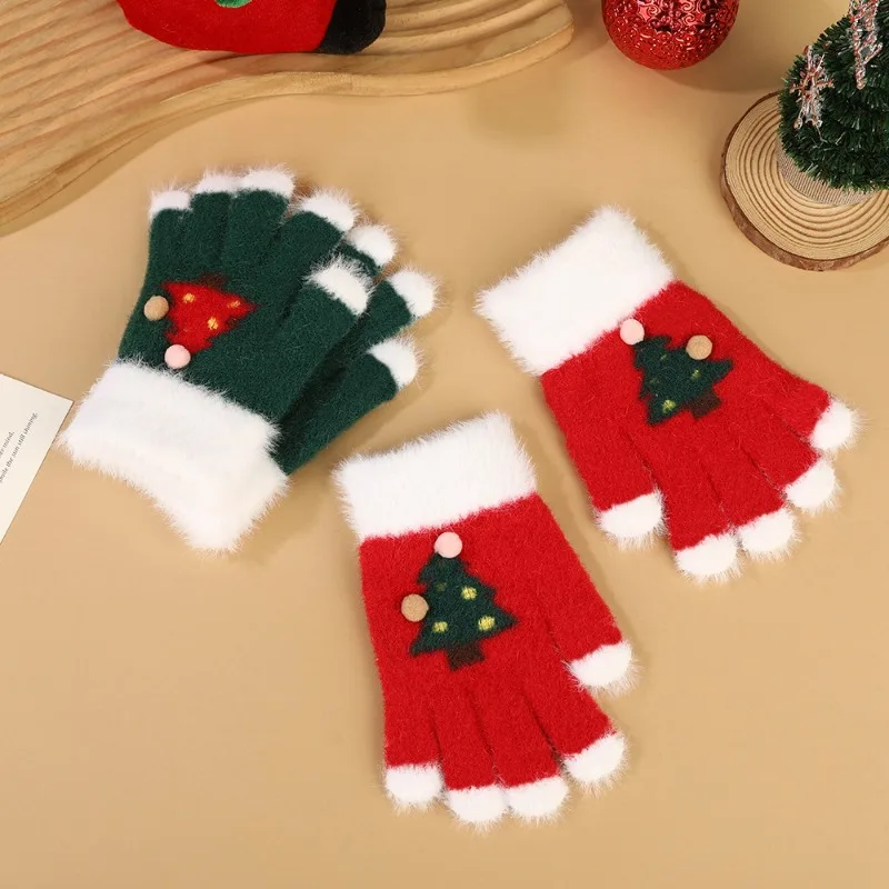Anime Cute Christmas Gloves for Boys Girls Cartoon Fashion Touchscreen Split Finger Gloves Children Winter Outdoor Warm Mittens