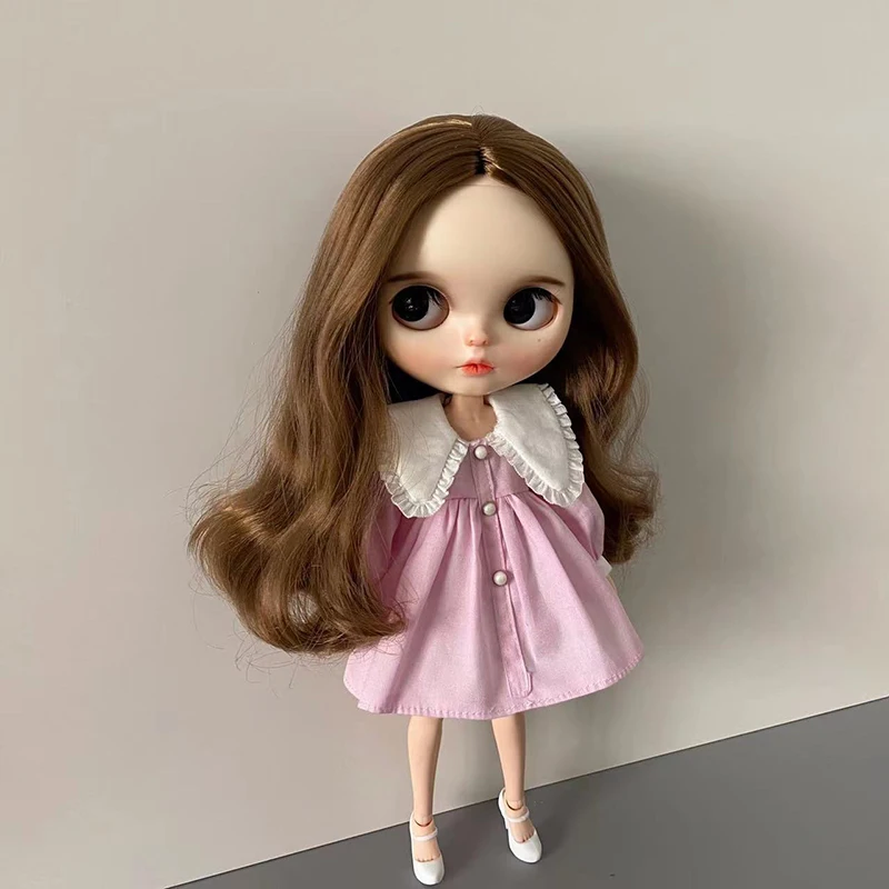 1 шт., весеннее платье для куклы Blythe, черная Милая повседневная одежда с длинным рукавом, 9 цветов, блестящее платье для кукол Blyth Licca OB24