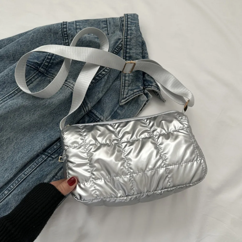 

Lattice Space Cotton Crossbody Bag Oxford Pleated Quilted Shoulder Bag Lightweight Korean Style Padded Crossbody Bag Teenagers