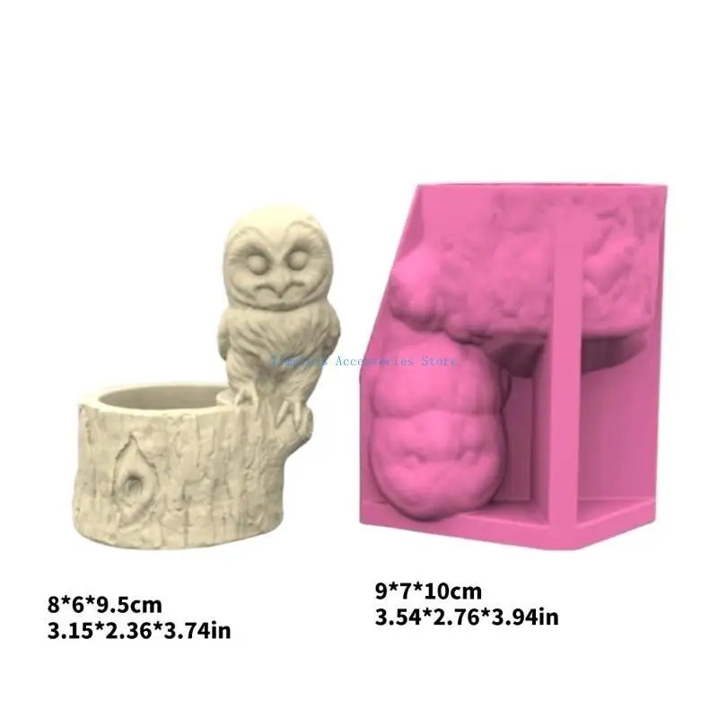 97QE قالب سيليكون على شكل بومة قابل لإعادة الاستخدام، قوالب أوعية نباتية فريدة من نوعها، نسيج من السيليكون مناسب لصناعة الأسمنت #6