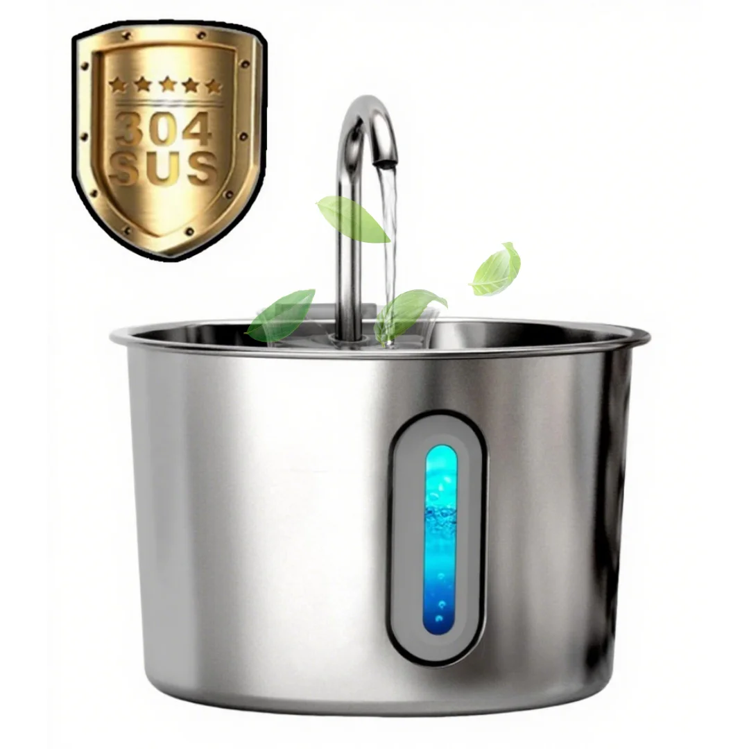 Fonte de água para gatos, fonte de água automática de aço inoxidável de 75 onças com filtros, bomba silenciosa para beber gatos, suprimentos de água para animais de estimação