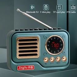 Mini Portable FM Radio LED Display Radios Receiver Wireless Bluetooth Speaker MP3 Music Player Support TF Cad U Disk Timed off