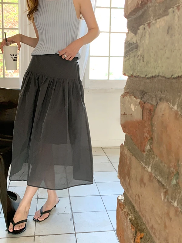 

High Waist Casual Mid-Length Skirt Women's Summer New Sle Slimming A-Line Skirt Versatile Loose Fit Midi Dr