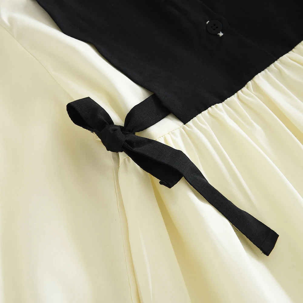 Bär Führer Schmetterling Knoten Farbe Blockiert Mädchen Kleider Herbst Neue Lange Ärmeln Revers Prinzessin Kleid Koreanische Version Kinder Kleidung – Detail 8