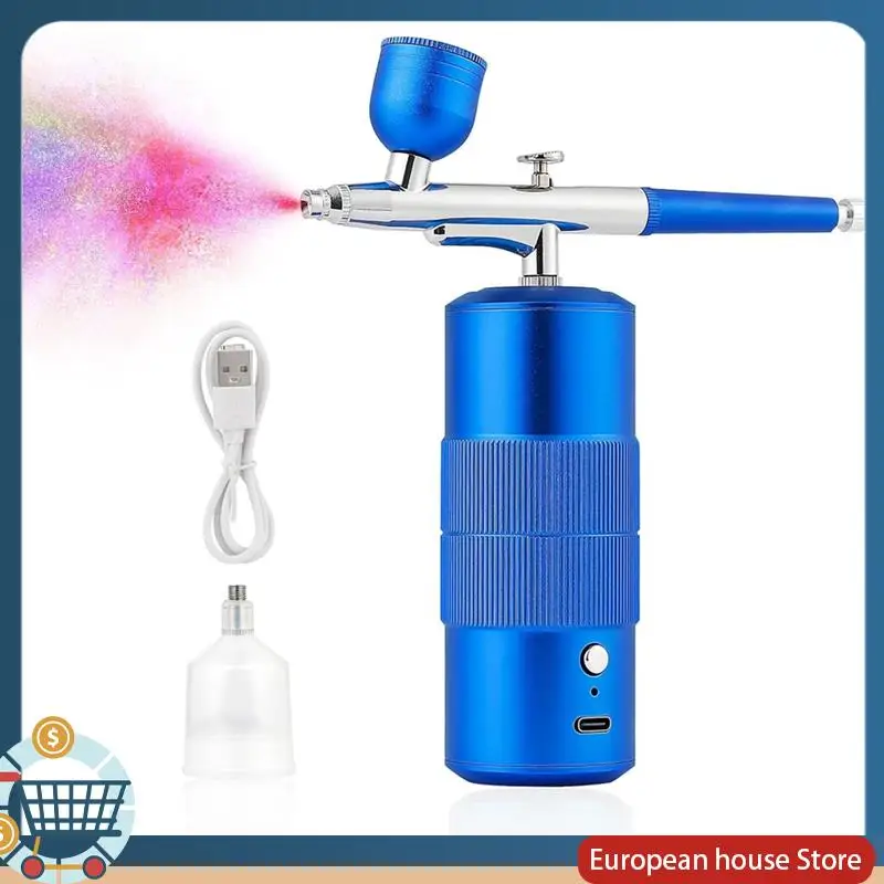 

Комплект аэрографа ABFA, перезаряжаемый ручной аэрограф, профессиональная беспроводная аэрограф для дизайна ногтей, макияжа, (синий), прочный