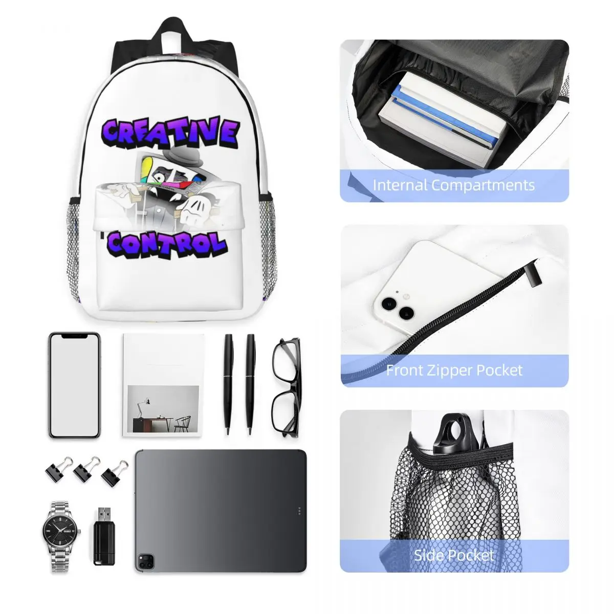 Creative Control (Mr. Puzzles) (Transparent Version) Backpack Hot Sale Daypack Large Capacity BookBag Shoulder Bags School Bag