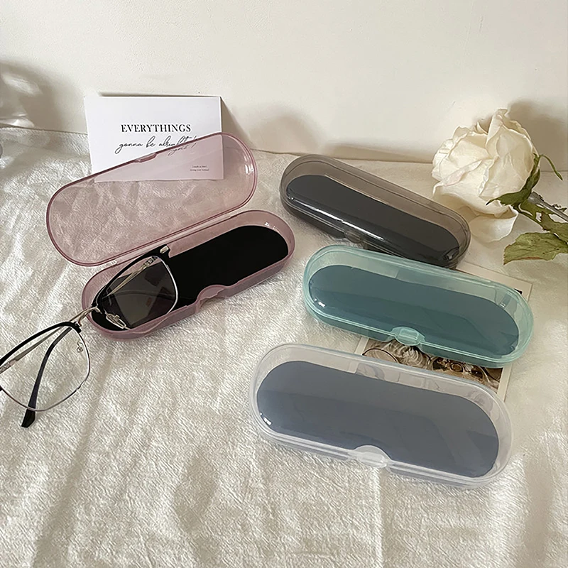 1Pc Random Color INS Simple Transparent Frame Glasses Case Portable Japanese Small Fresh Sunglasses Case