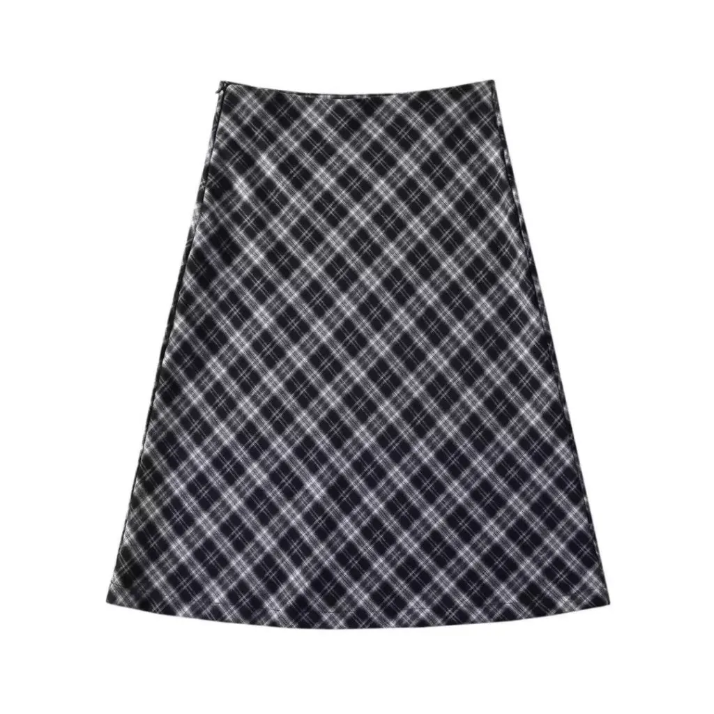 

Retro Plaid Skirt for Women High Waist Slimming A-Line Midi Versatile Hot Girl Wear for Autumn Winter