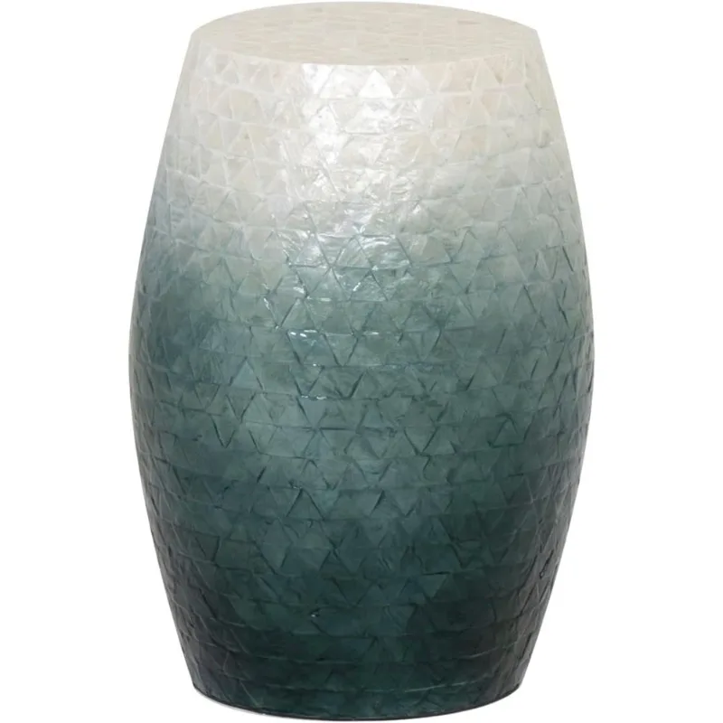 

Tylin Ivory and Blue Capiz Ombre Drum Accent Table for Home Decor