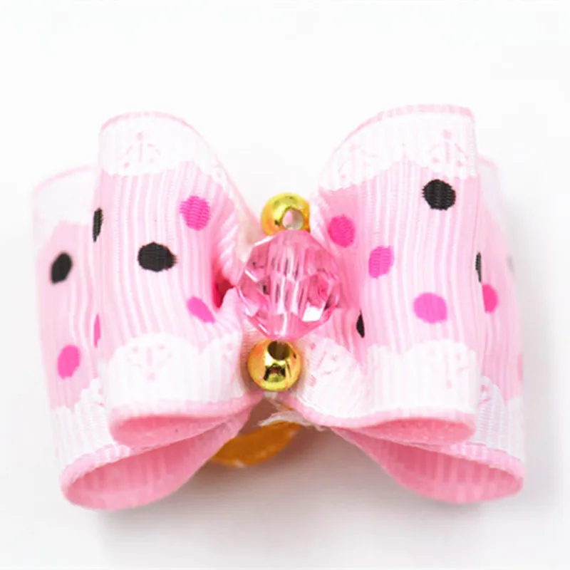 20/50/100pcs Dog Hair Bows with Rubber Bands and Rhinestones Puppy Grooming Bow Doggies Cat Topknot Bowknot Pet Hair Accessories