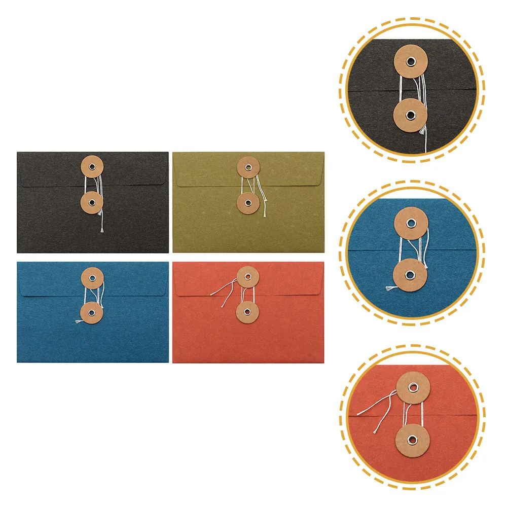 

8Pcs Vintage Paper Envelopes Thickened String File Bags Creative Storage Bags for Postcards Office School Document Protection