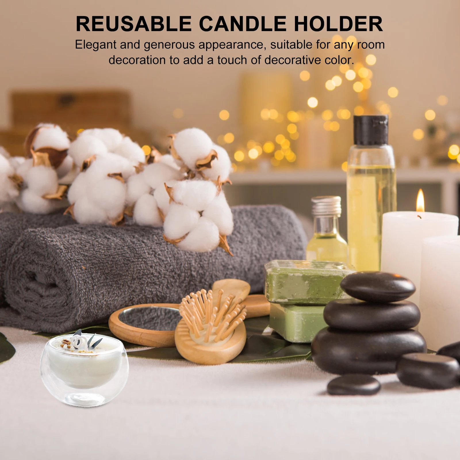 

Double Wall Glass Scented Holder Transparent Heat Resistant for Home Wedding Banquet Glass Cup