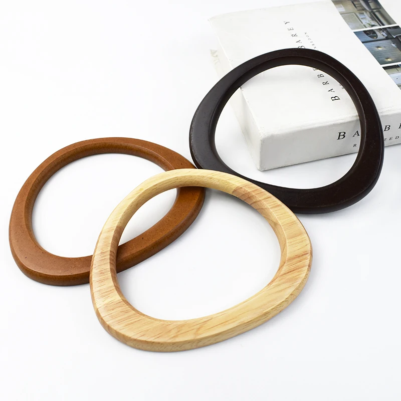 2/4Pcs Solid Wooden O Ring Bags Handle Purse Frame Woven-Bag Handles Handmade Bag Charm DIY Women's Handbag Craft Accessories