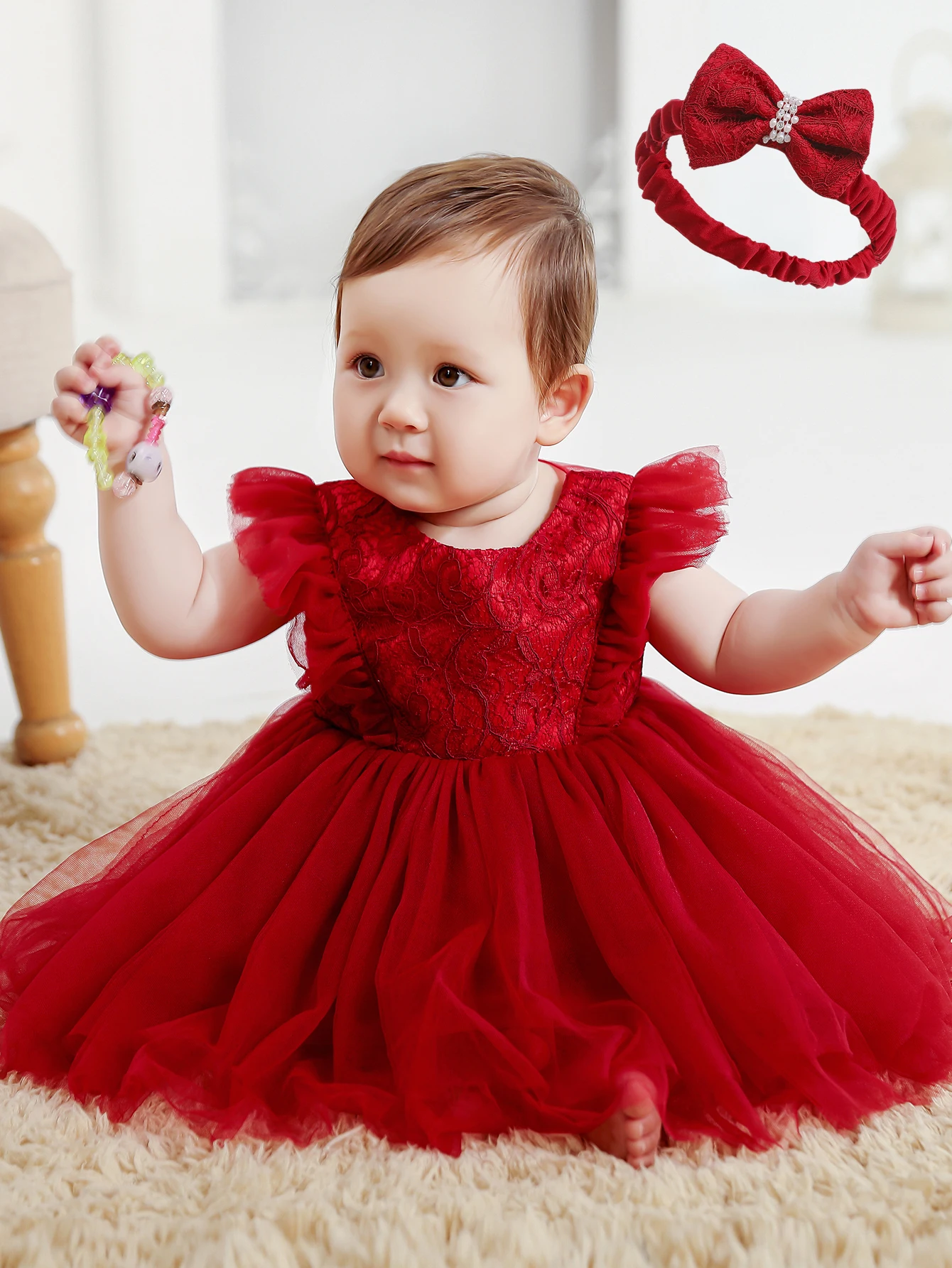 Children Clothes Baby Girls Party Dress Wholesale New Born First Birthday Party Flower Baby Communion Dress