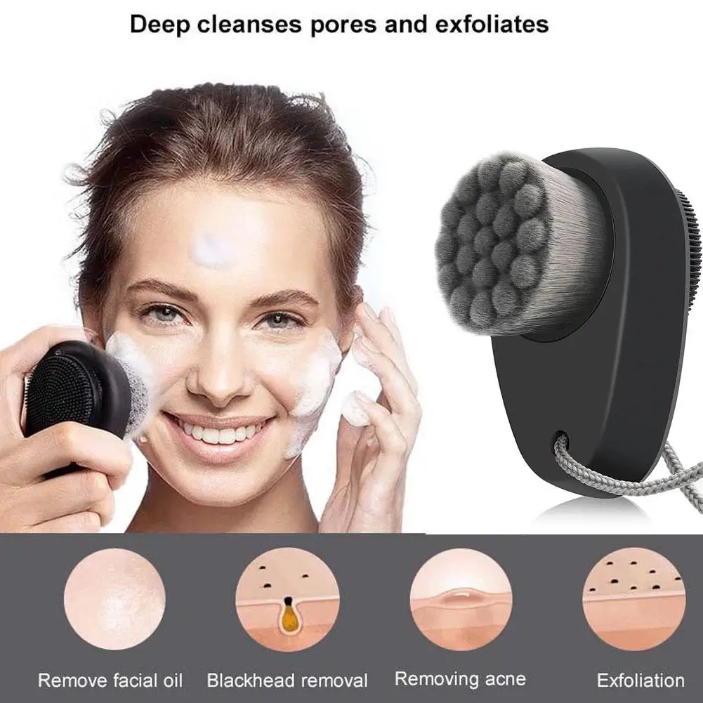 منظف الوجه السيليكون الثنائي ثلاثي الأبعاد، فرشاة غسيل تدليك الوجه اليدوية، أداة تنظيف فرشاة الوجه مزدوجة الجوانب