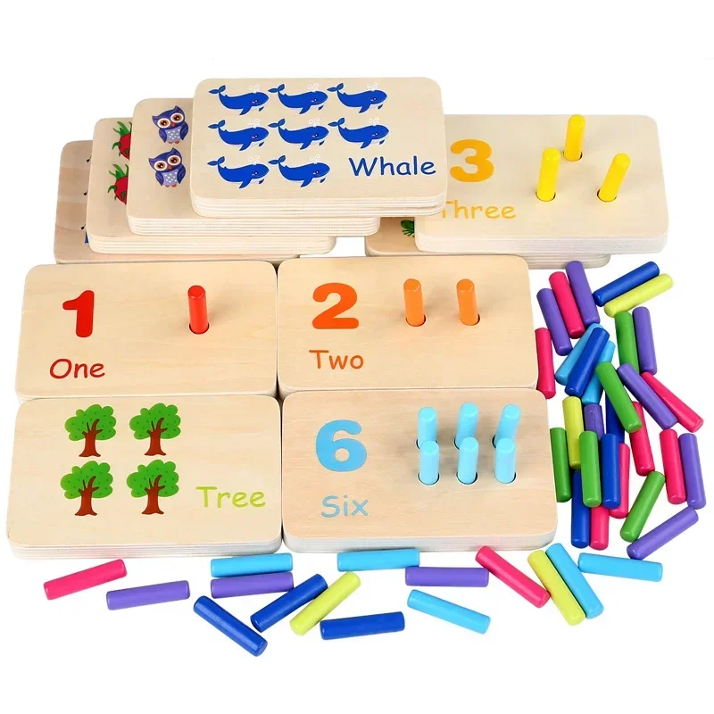 Kinder-Early Education Wiskunde Leren Stok Kleurherkenning Matching Board Houten Spel Speelgoed