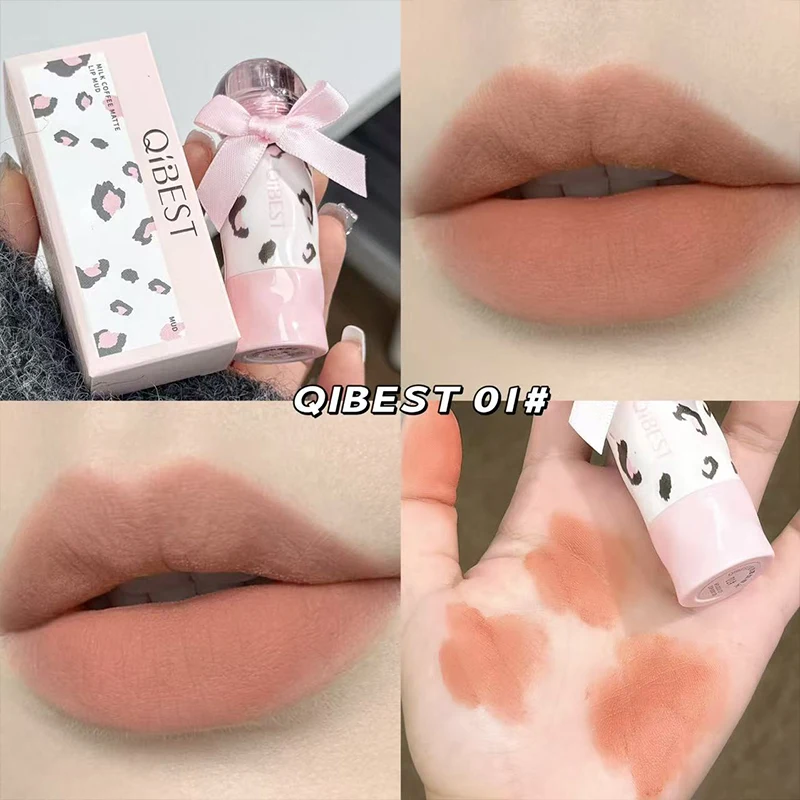 qibest-マットベルベット液体口紅耐久性のあるリップグロスセクシーな赤オレンジブラウンリップ泥メイクアップ防水持続リップステイン化粧品